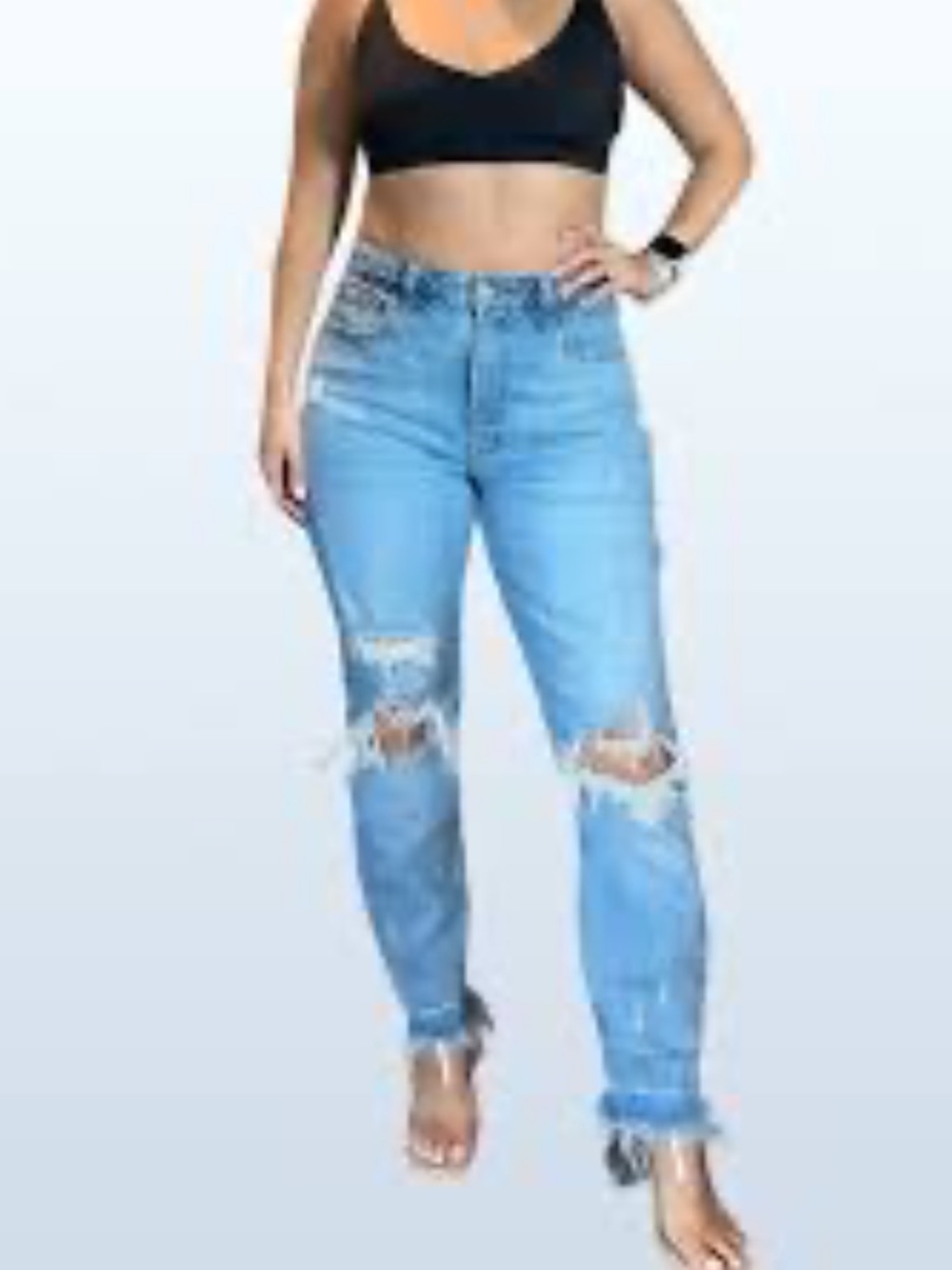 ABERCROMBIE & FITCH HIGH RISE DISTRESSED MOM JEANS
